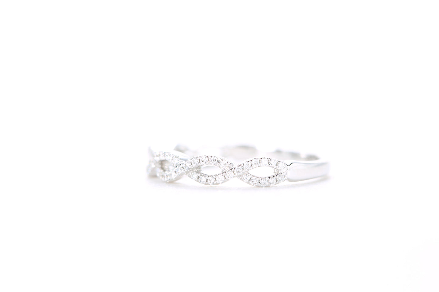 Small Woven Diamond Ring White Gold