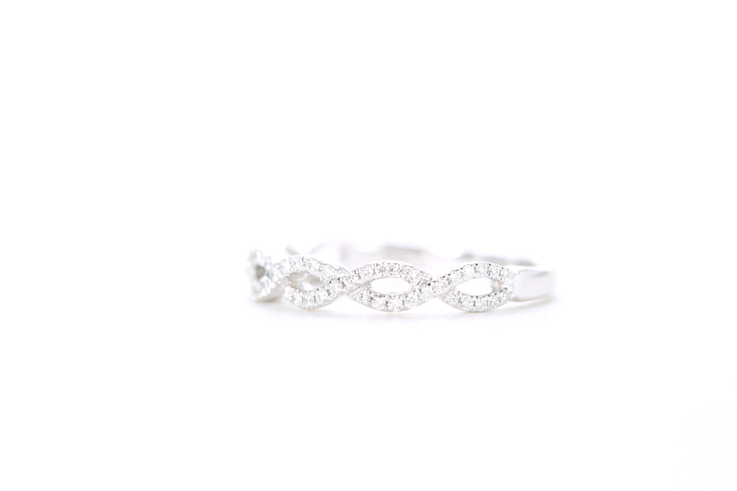 Small Woven Diamond Ring White Gold