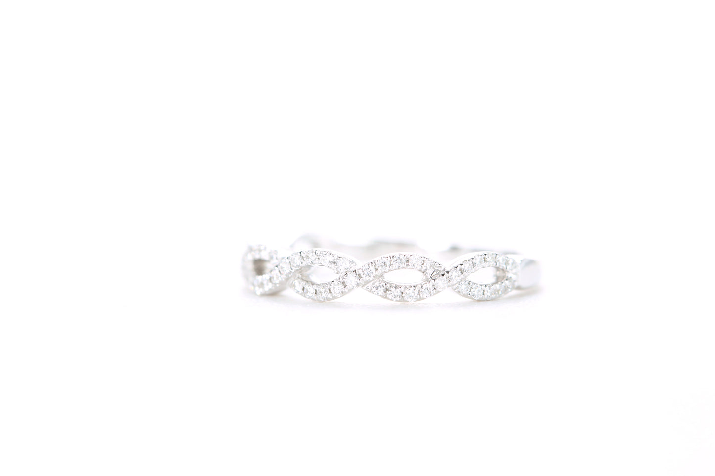 Small Woven Diamond Ring White Gold
