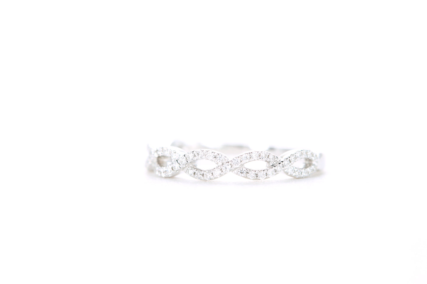 Small Woven Diamond Ring White Gold