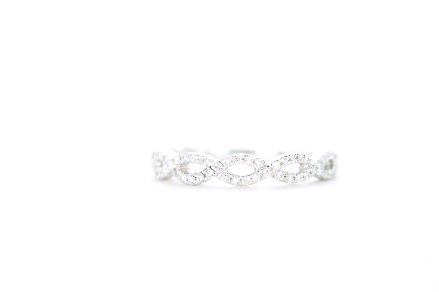 Small Woven Diamond Ring White Gold