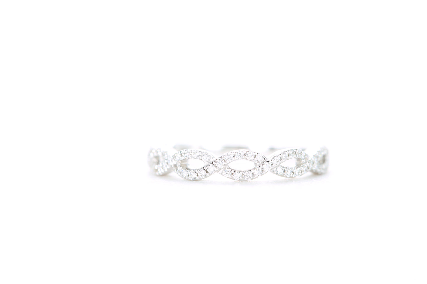 Small Woven Diamond Ring White Gold