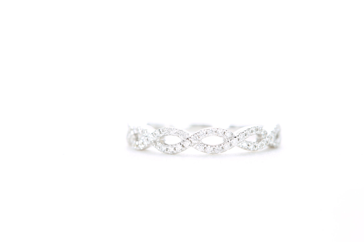 Small Woven Diamond Ring White Gold