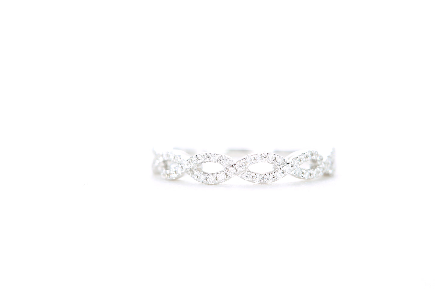 Small Woven Diamond Ring White Gold