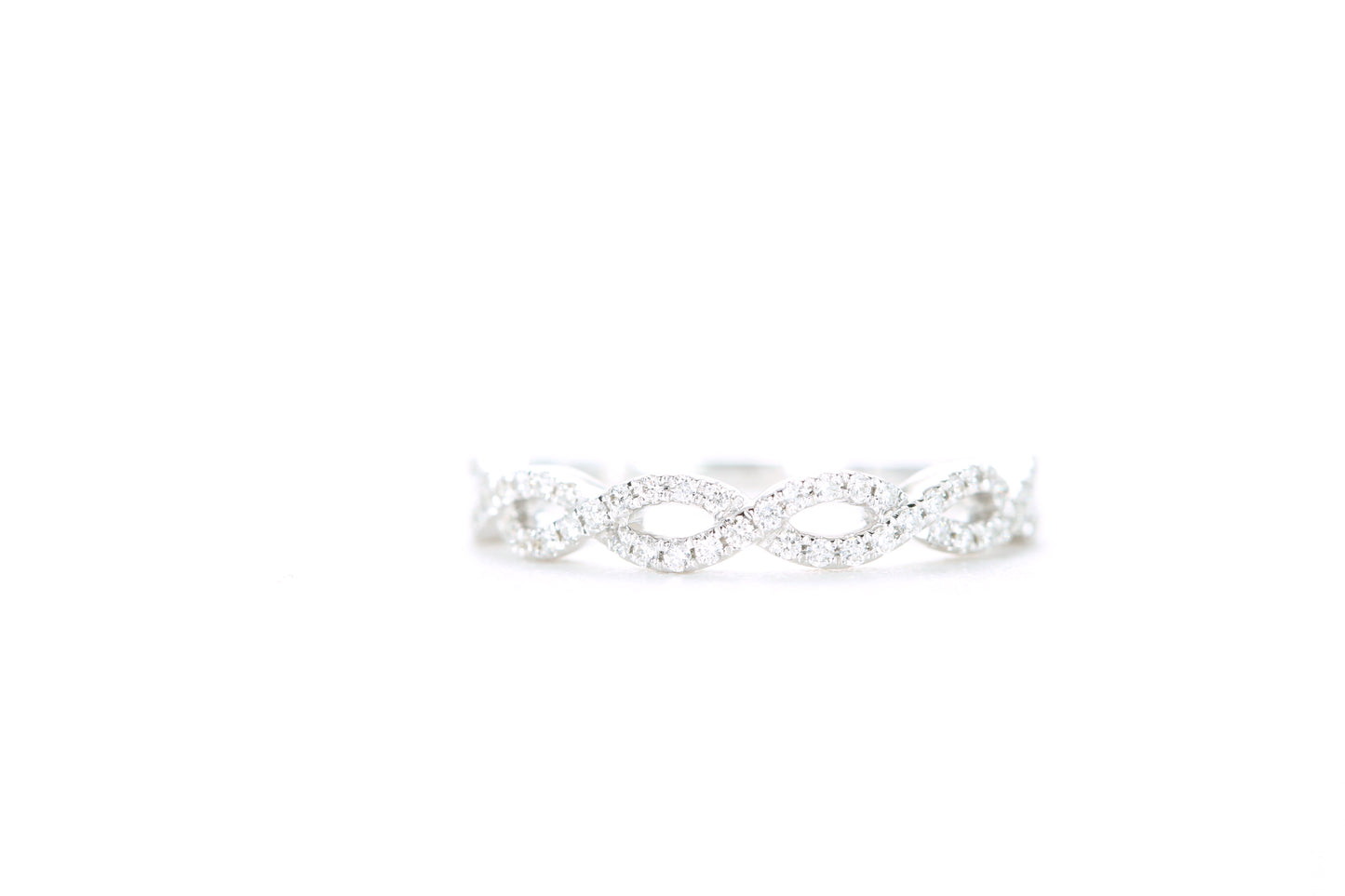 Small Woven Diamond Ring White Gold