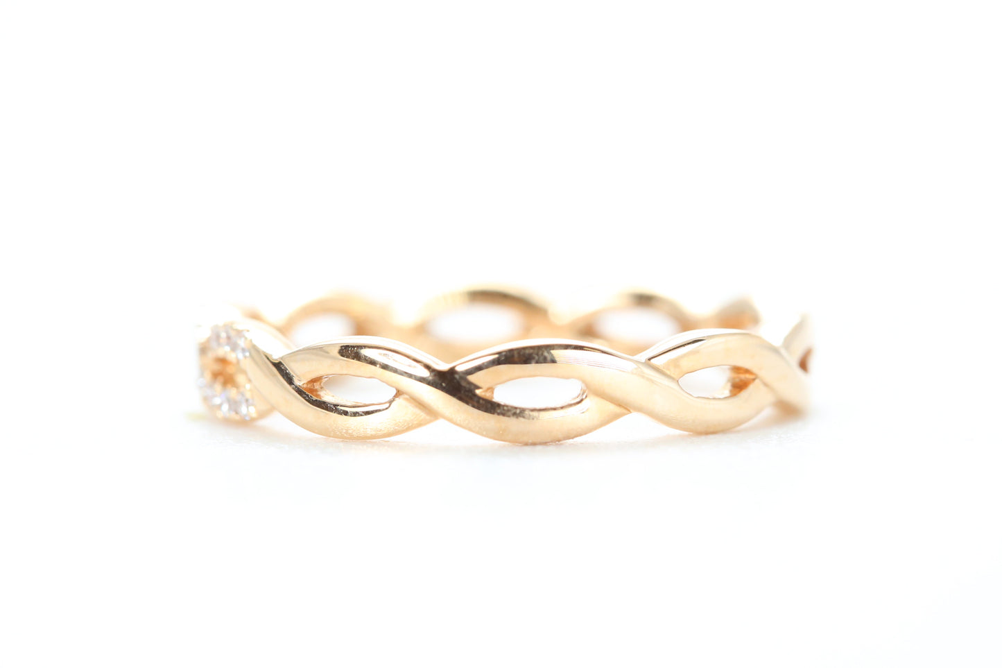 Woven Diamond Ring Rose Gold