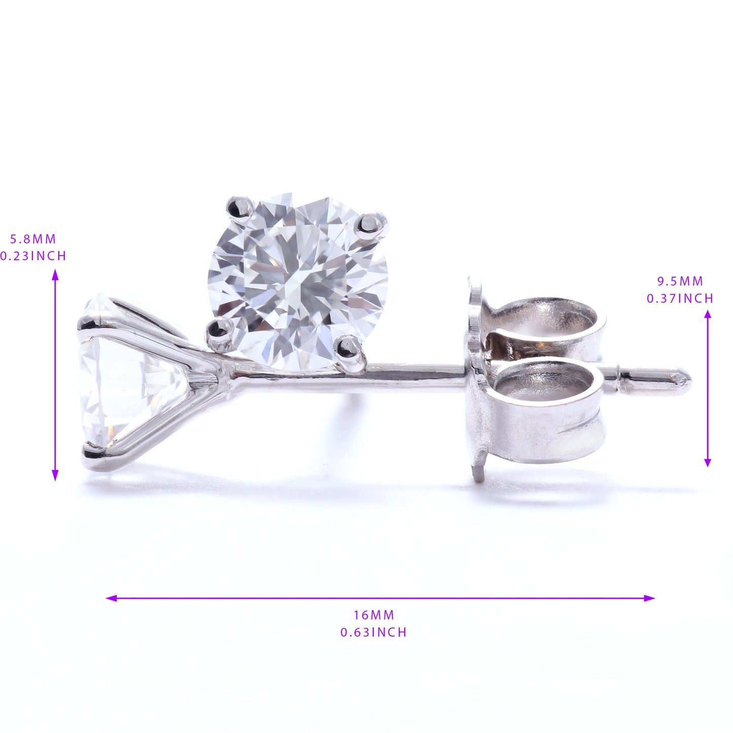 Lab Grown Stud Diamond Earrings 1.50 Total Carat Weight