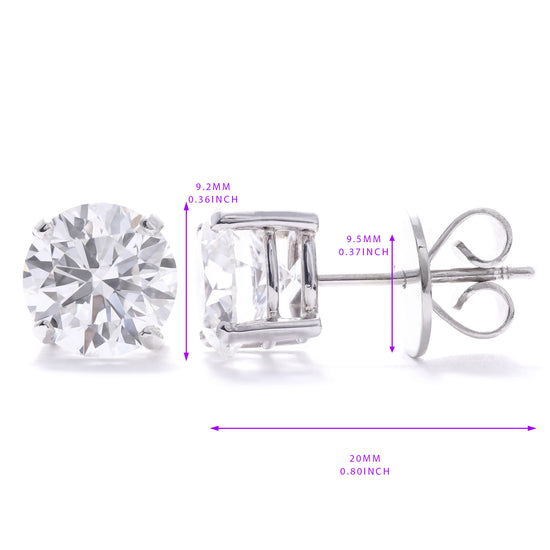 Lab Grown Stud Diamond Earrings 6.00 Total Carat Weight
