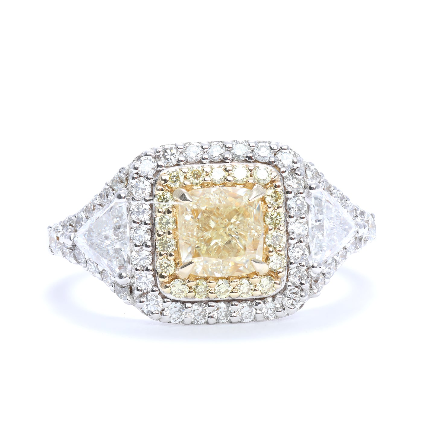 Load image into Gallery viewer, Cushion Cut Yellow and White Diamond Ring
