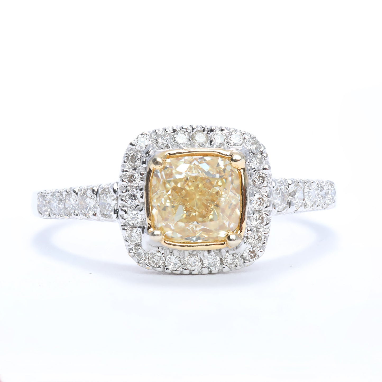 Yellow Diamond Halo Ring