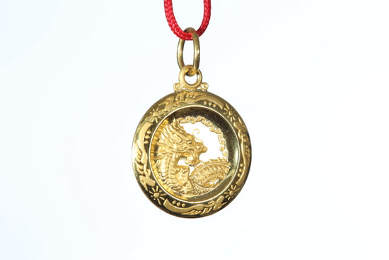 24k Gold Dragon Pendant