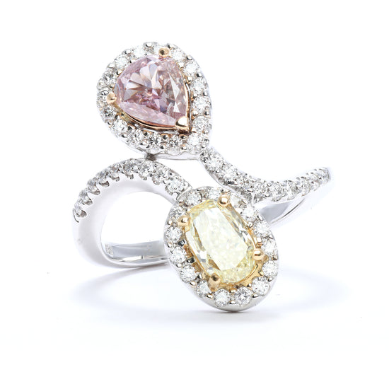 Pink and Yellow Diamond Ring