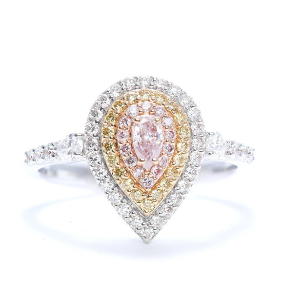 Load image into Gallery viewer, Pink and Yellow Diamond Pear Shaped Ring
