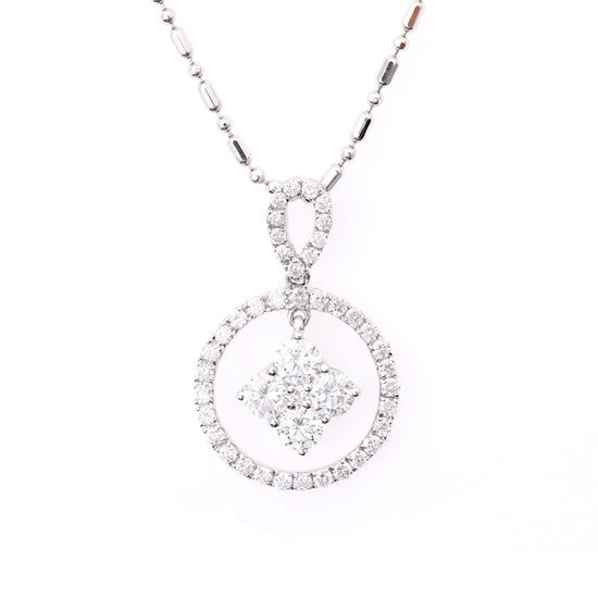 Diamond Dangle Halo Pendant