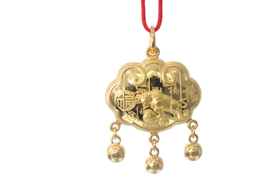 24K Gold Ox Pendant