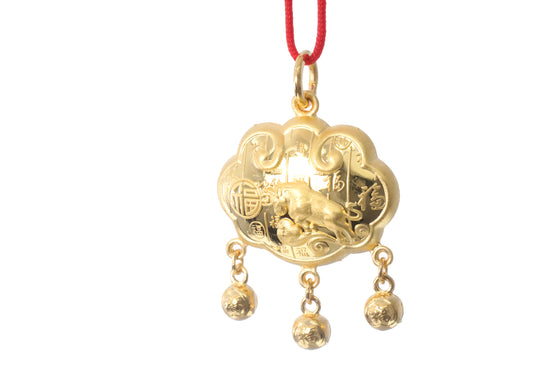 24K Gold Ox Pendant