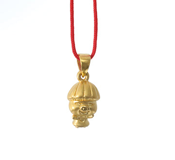 24K Gold Happy Baby Pig Pendant