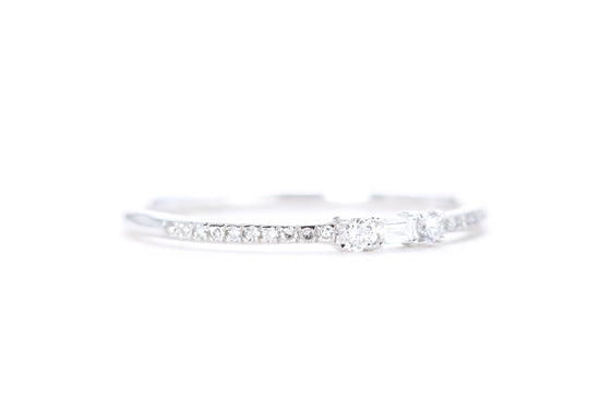 Baguette and Round Brilliant Pavé Diamond Ring