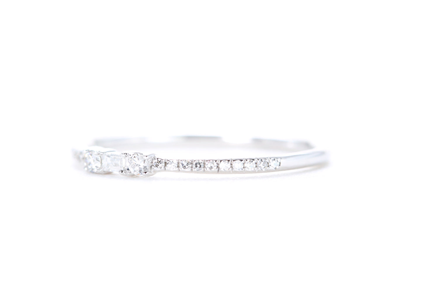 Baguette and Round Brilliant Pavé Diamond Ring