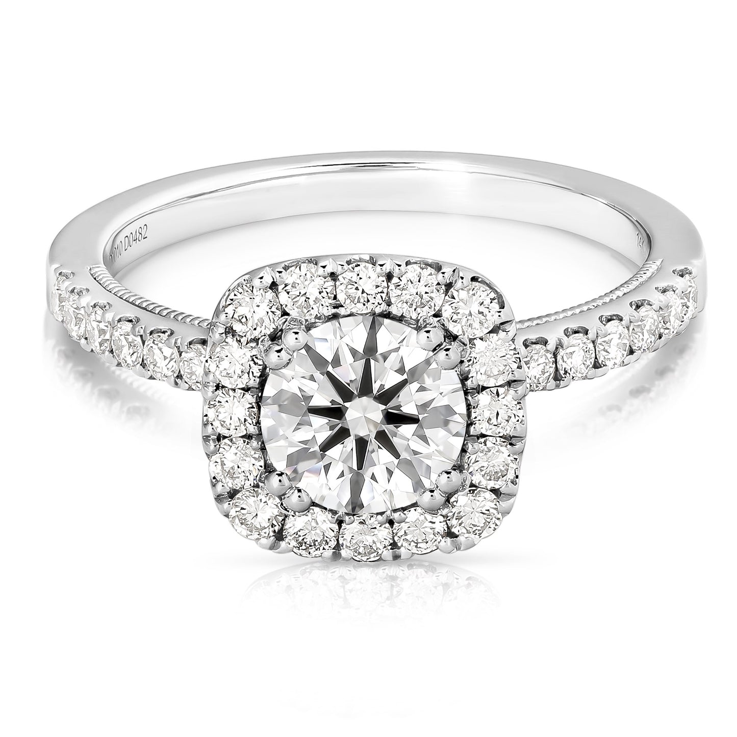 1 1/2 CT CENTER ROUND CUSHION-HALO LAB GROWN ENGAGEMENT RING