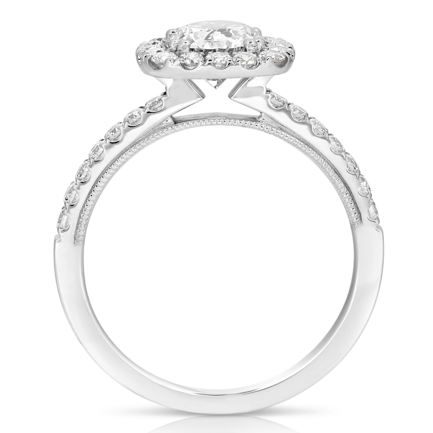 1 1/2 CT CENTER ROUND CUSHION-HALO LAB GROWN ENGAGEMENT RING