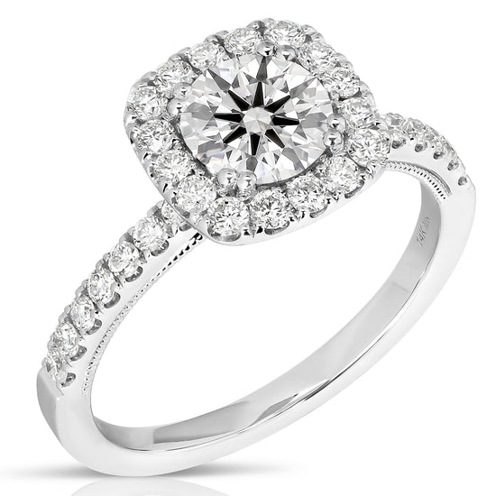 2 CT CENTER ROUND CUSHION-HALO LAB GROWN ENGAGEMENT RING