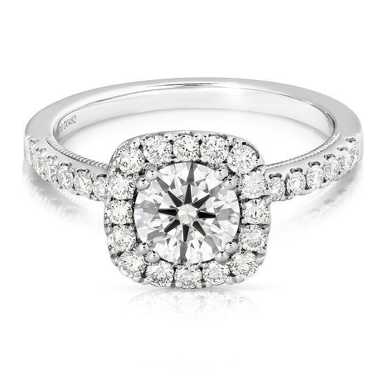 2 CT CENTER ROUND CUSHION-HALO LAB GROWN ENGAGEMENT RING