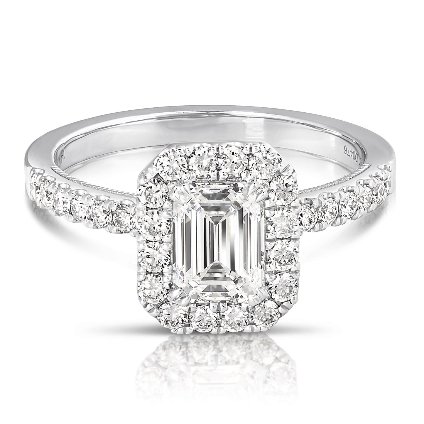 1 CT CENTER EMERALD CUT HALO LAB GROWN ENGAGEMENT RING