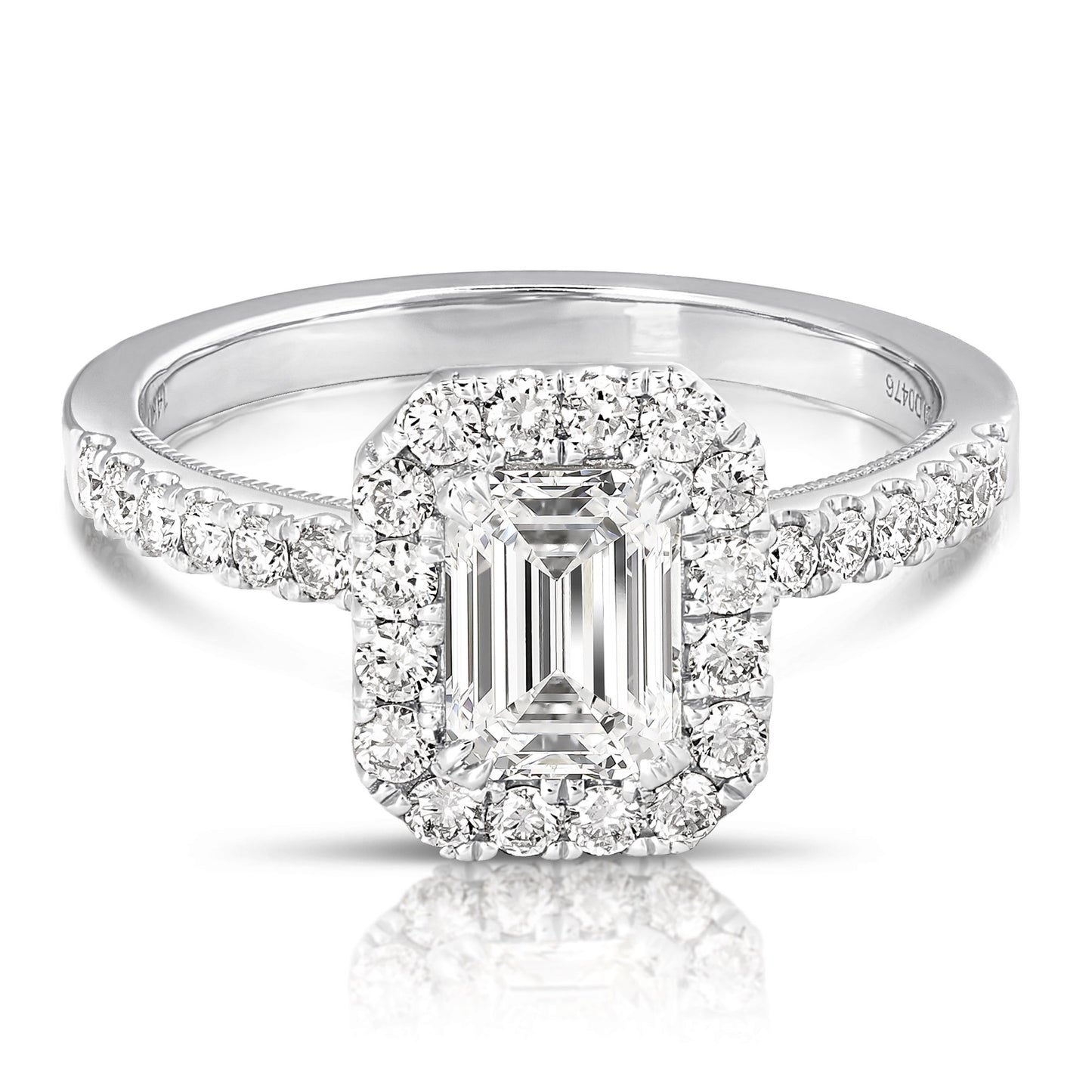 Load image into Gallery viewer, 1 1/2 CT CENTER EMERALD CUT HALO LAB GROWN ENGAGEMENT RING
