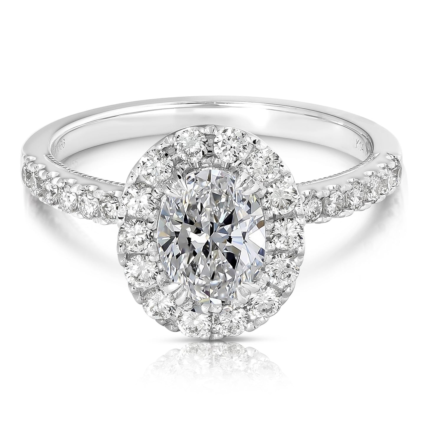 1 CT CENTER OVAL HALO LAB GROWN ENGAGEMENT RING