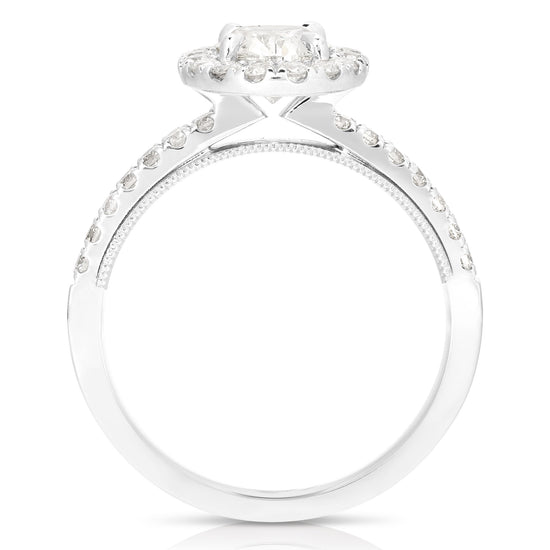 1 CT CENTER OVAL HALO LAB GROWN ENGAGEMENT RING