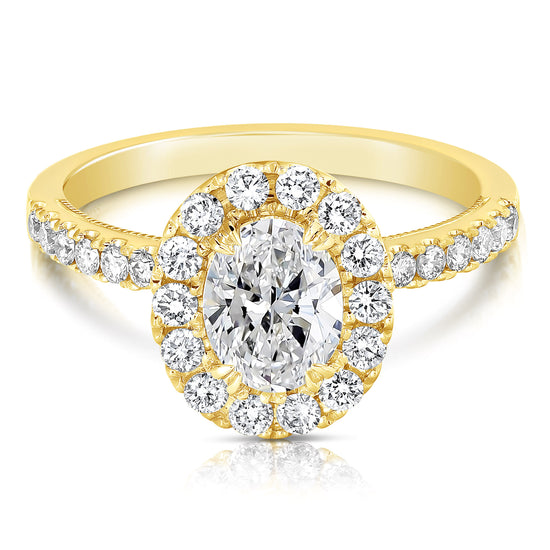 1 CT CENTER OVAL HALO LAB GROWN ENGAGEMENT RING