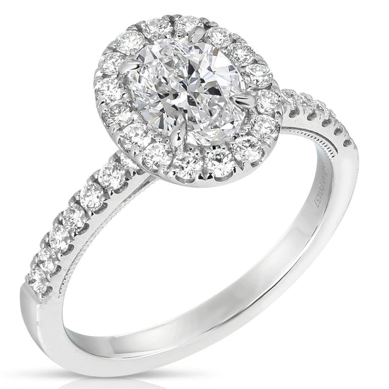 1 1/2 CT CENTER OVAL HALO LAB GROWN ENGAGEMENT RING