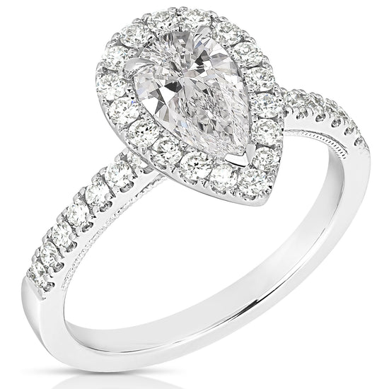 Load image into Gallery viewer, 2 CT CENTER PEAR SHAPE HALO LAB GROWN ENGAGEMENT RING
