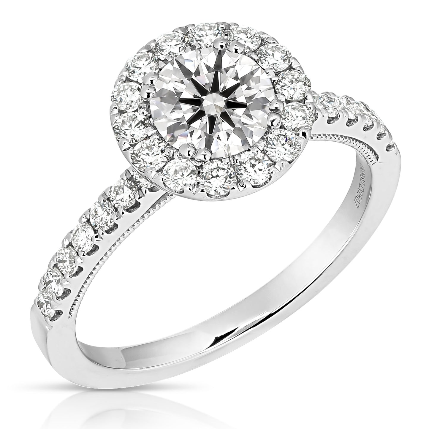 1 1/2 CT CENTER ROUND HALO LAB GROWN ENGAGEMENT RING