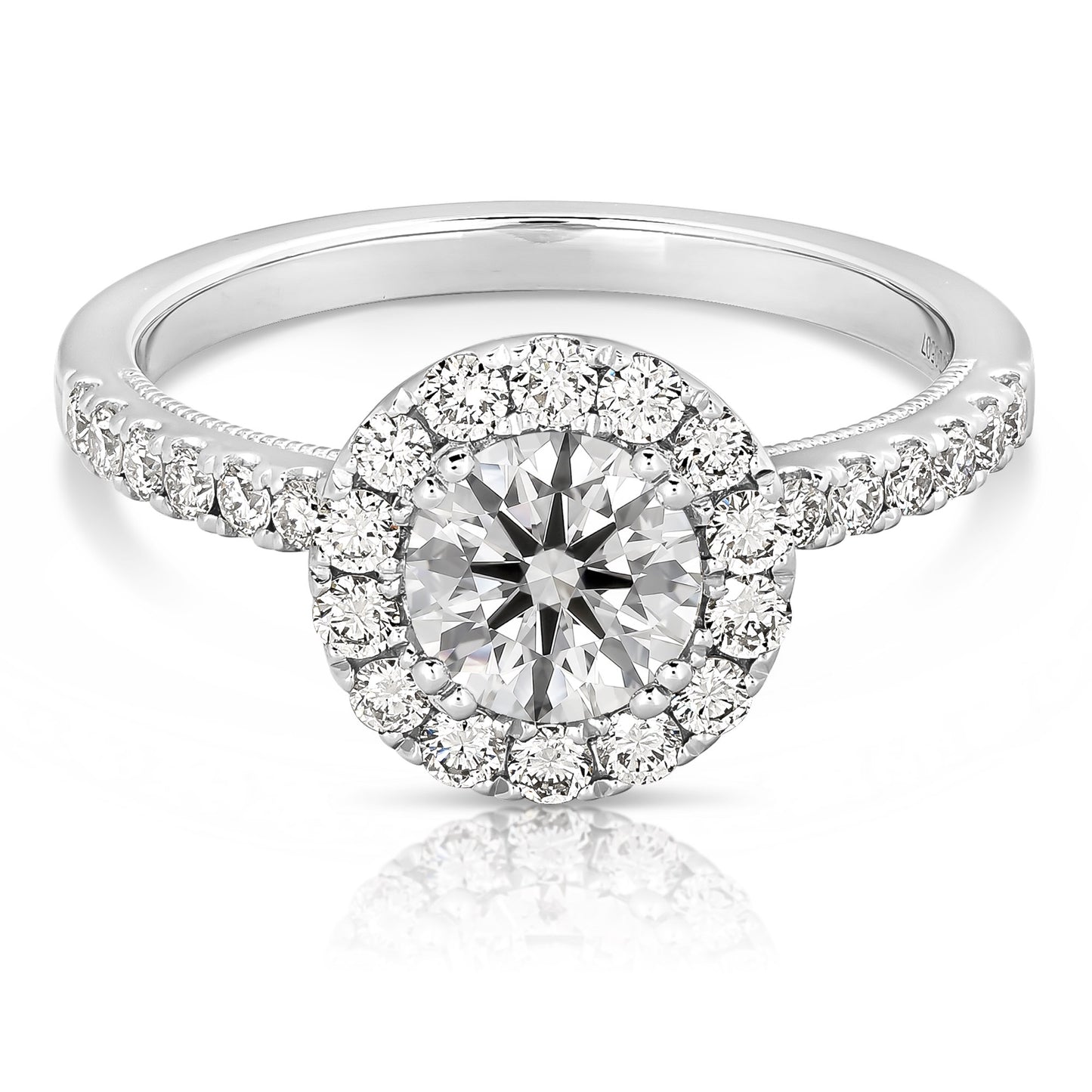 1 1/2 CT CENTER ROUND HALO LAB GROWN ENGAGEMENT RING