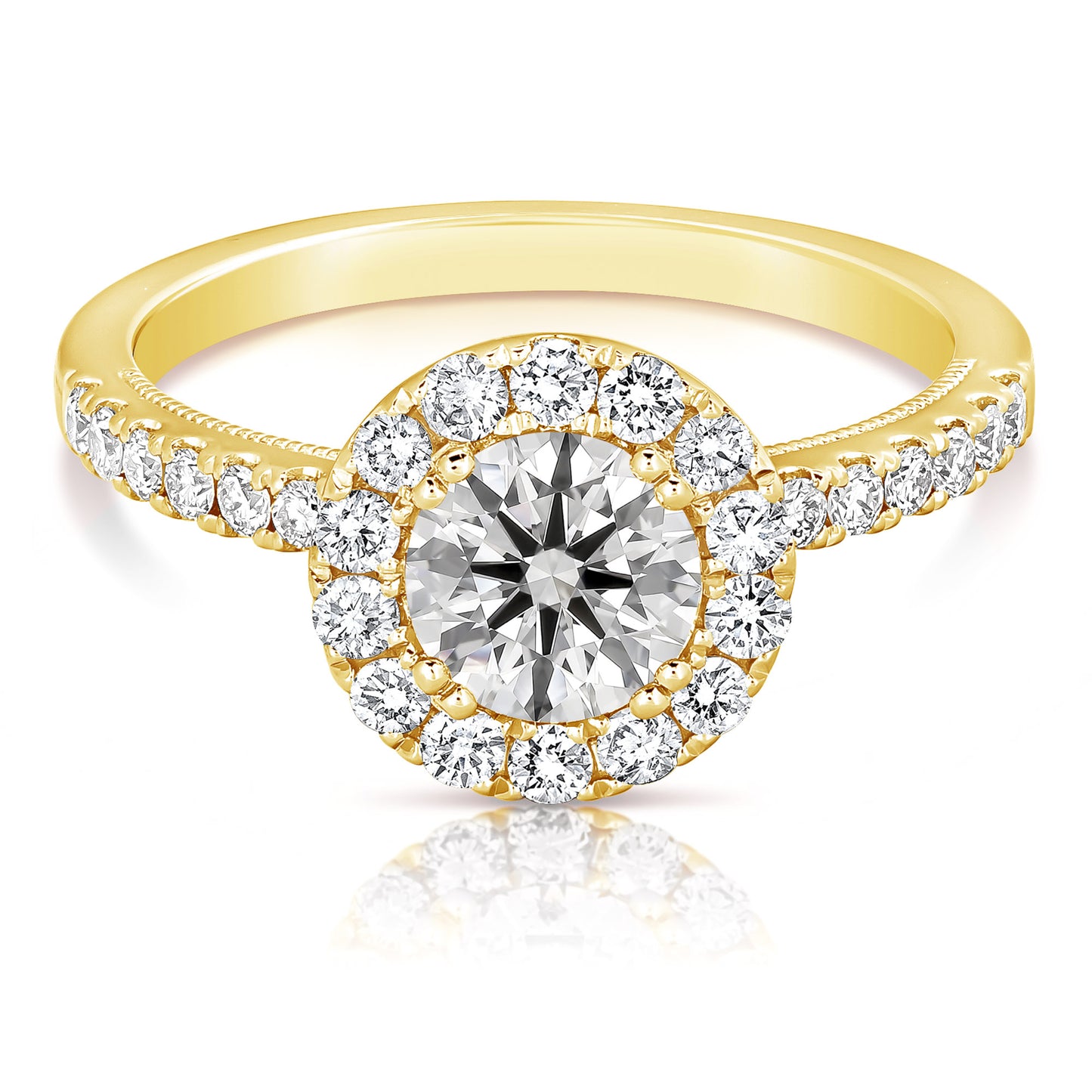 1 1/2 CT CENTER ROUND HALO LAB GROWN ENGAGEMENT RING