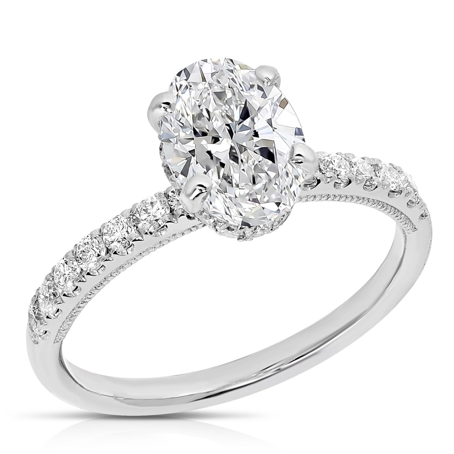 Load image into Gallery viewer, 1 1/2 CT CENTER OVAL H-HALO LAB GROWN ENGAGEMENT RING
