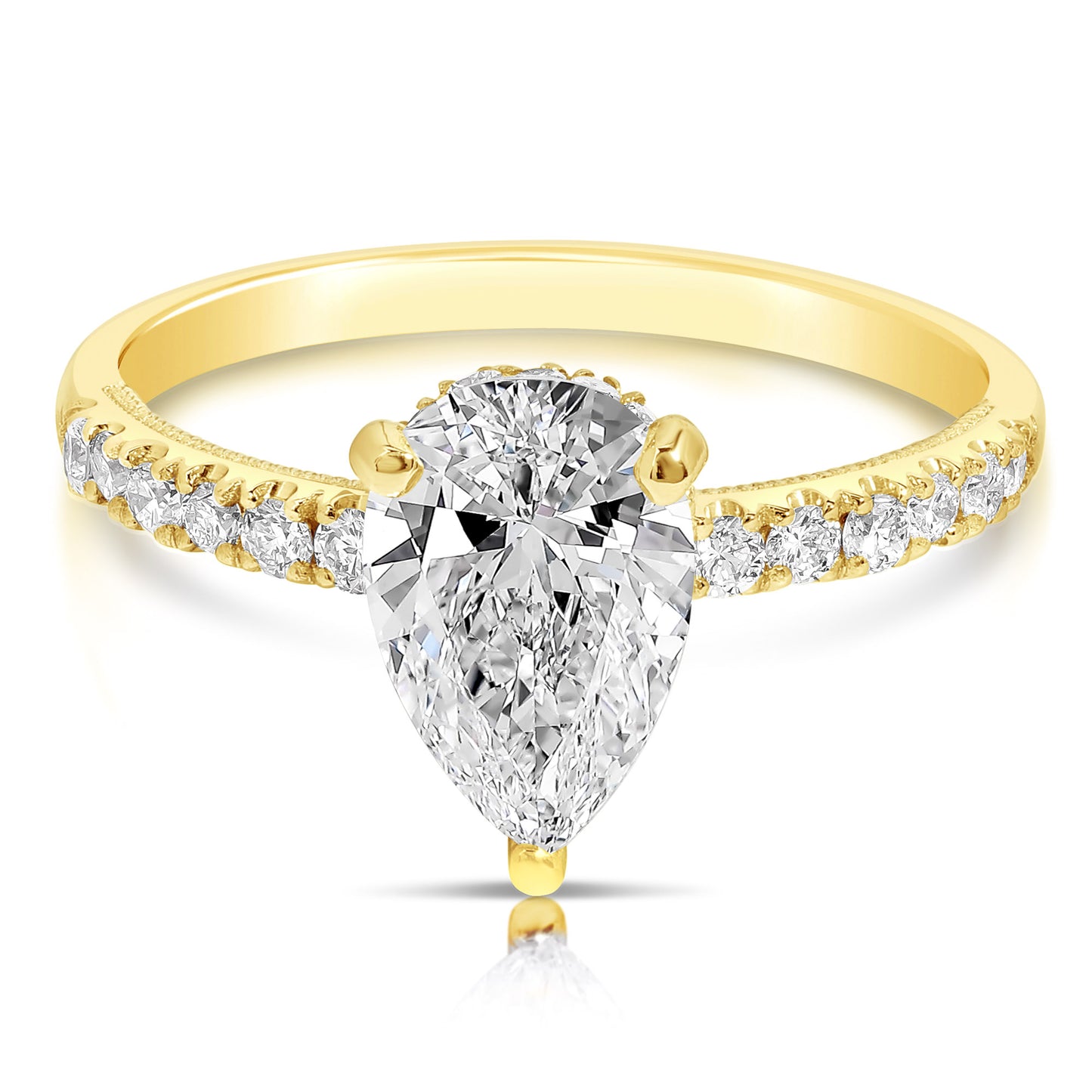 Load image into Gallery viewer, 1 1/2 CT CENTER PEAR SHAPE H-HALO LAB GROWN ENGAGEMENT RING
