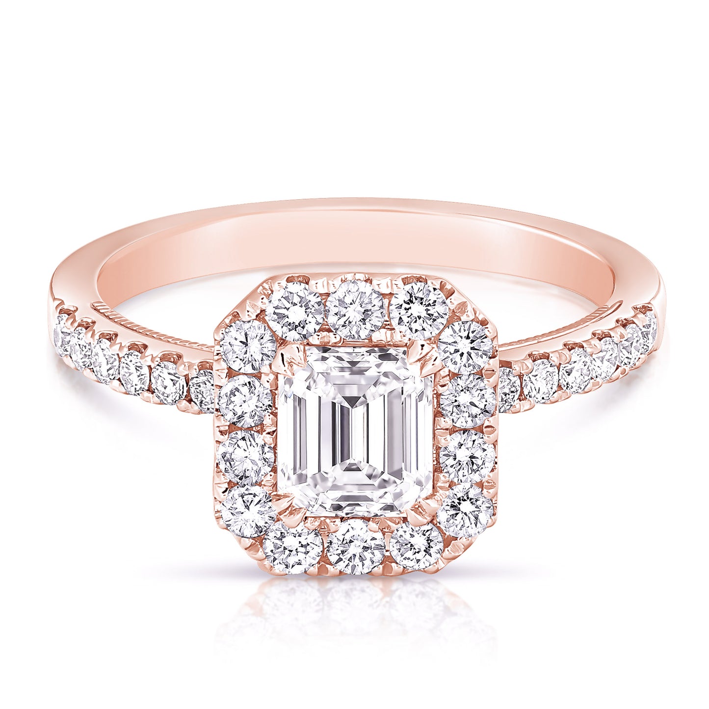 3/4 CT CENTER EMERALD CUT HALO DIAMOND ENGAGEMENT RING