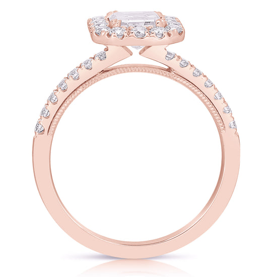 3/4 CT CENTER EMERALD CUT HALO DIAMOND ENGAGEMENT RING