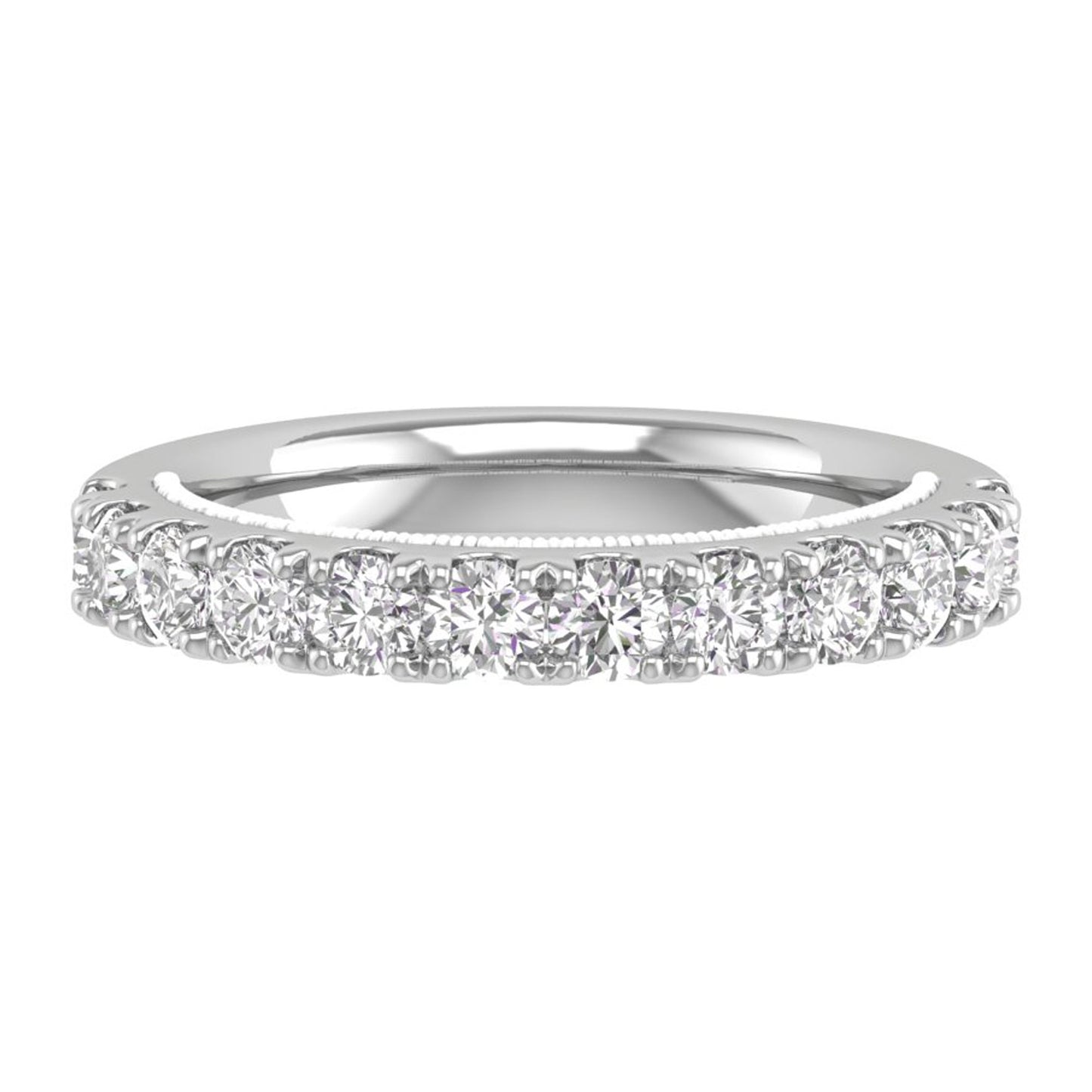 1 CTW COLORLESS FLAWLESS FRENCH PAVE WITH MILGRAIN WEDDING BAND