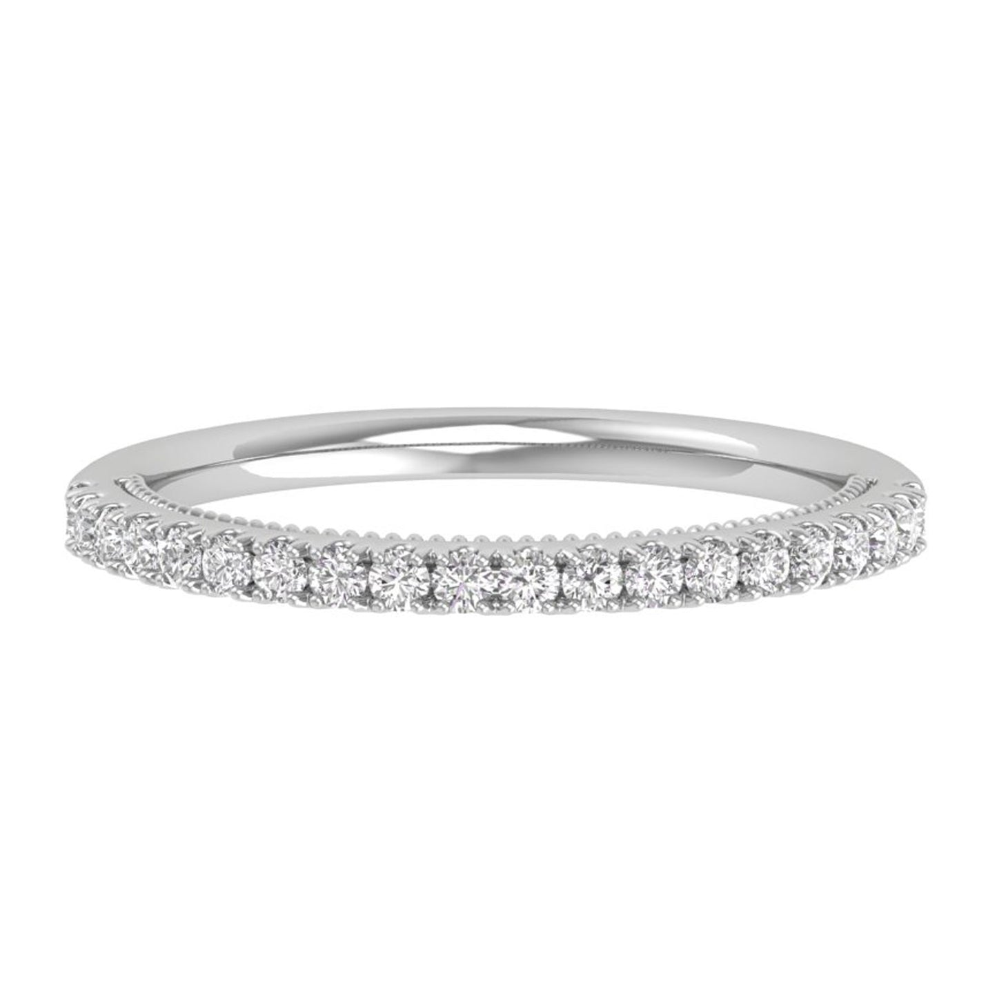 Load image into Gallery viewer, 1/4 CTW COLORLESS FLAWLESS FRENCH PAVE WITH MILGRAIN WEDDING BAND
