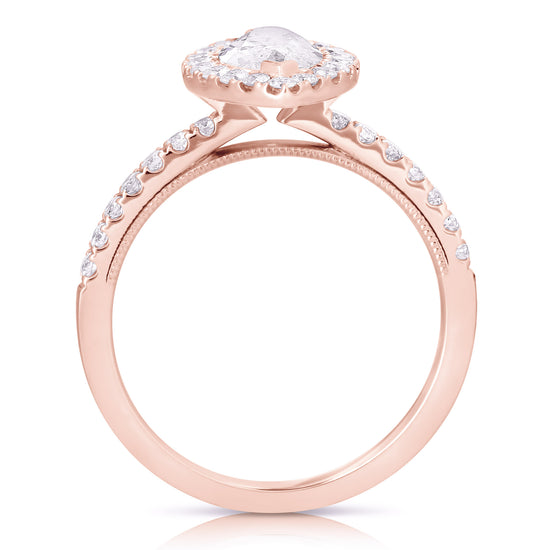 1 個 CT 中心欖尖形光環鑽石訂婚戒指