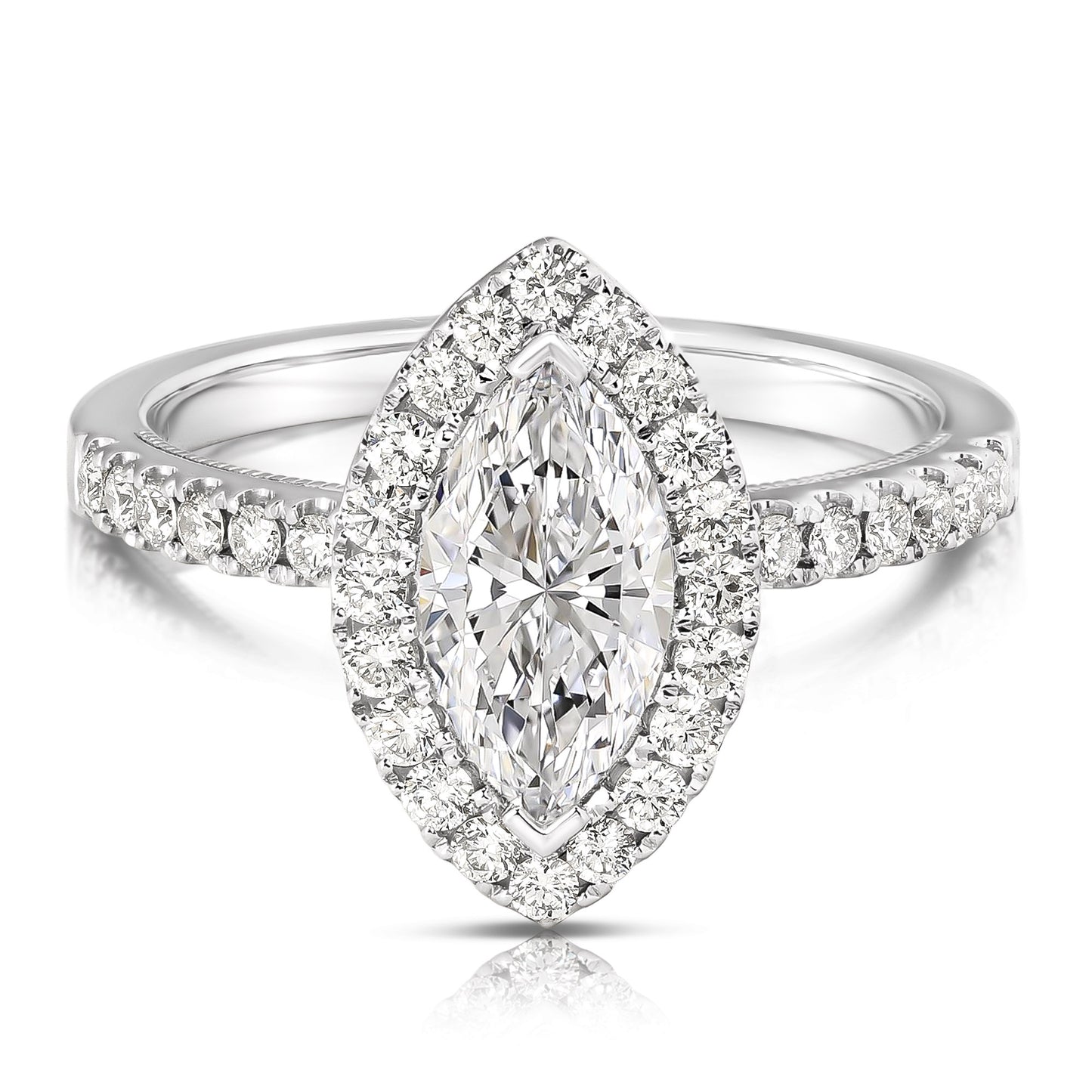 1 CT CENTER MARQUISE HALO DIAMOND ENGAGEMENT RING