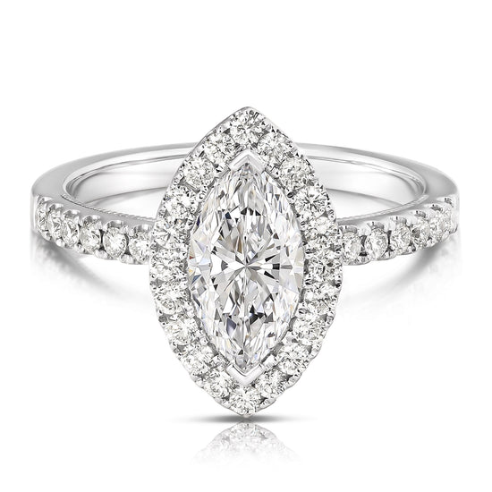 1 CT CENTER MARQUISE HALO DIAMOND ENGAGEMENT RING