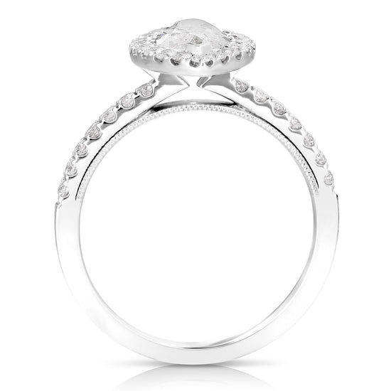 1 個 CT 中心欖尖形光環鑽石訂婚戒指