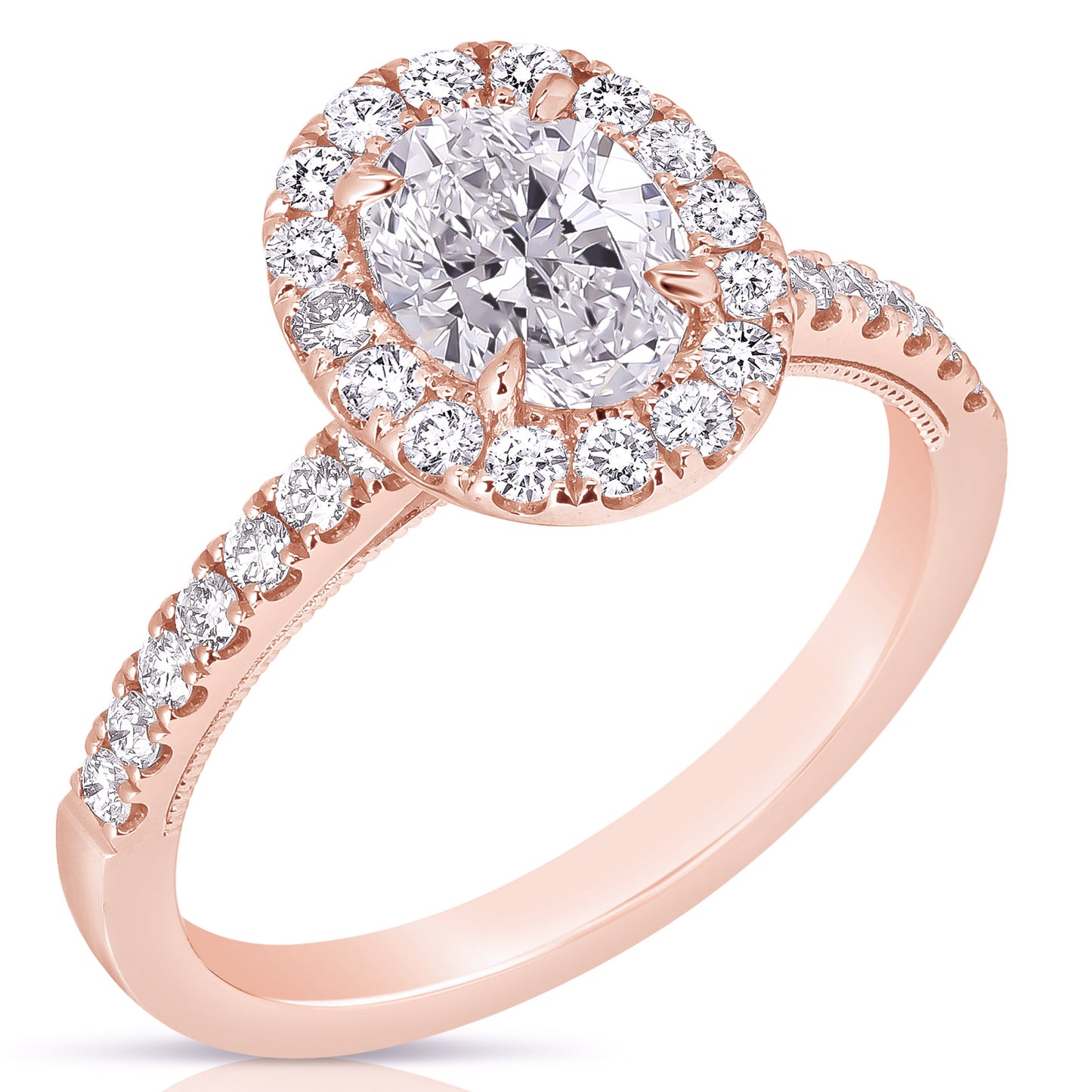 1 CT CENTER OVAL HALO DIAMOND ENGAGEMENT RING