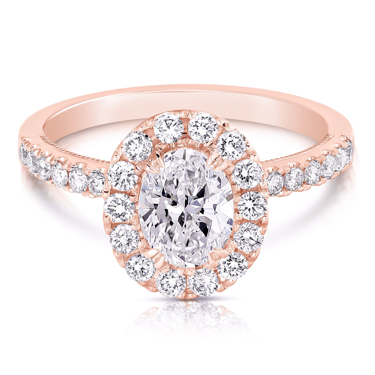 1 CT CENTER OVAL HALO DIAMOND ENGAGEMENT RING