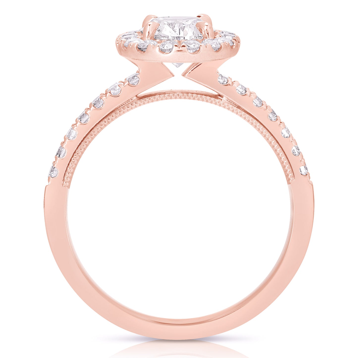將圖像加載到圖庫查看器中， 1 個 CT 中心橢圓形光環鑽石訂婚戒指
